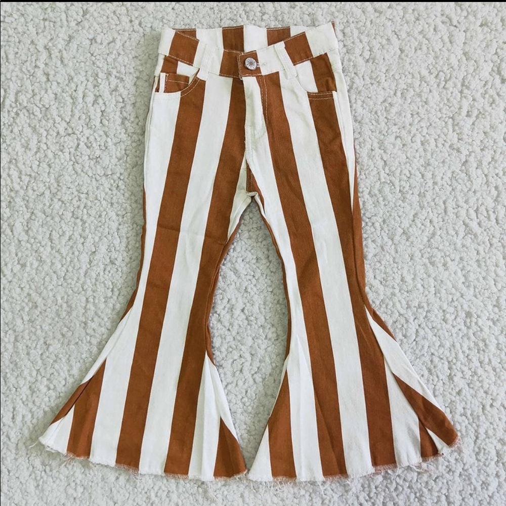Kid Dark orange stripe bell bottom jeans